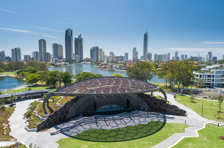 HOTA stage in front of Gold Coast City